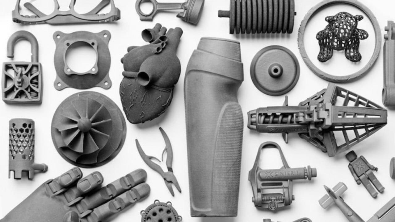 A collection of complex 3D-printed geometries